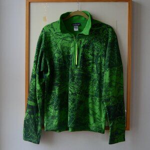 Green Patagonia Half Zip Pullover with Unique Printed Pattern Size Mens M